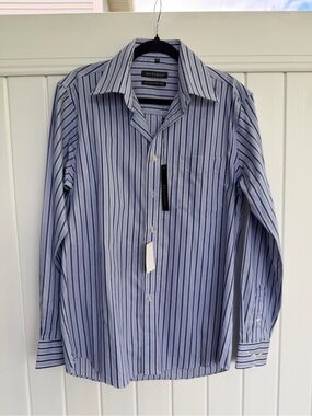 Britches Men's Blue Striped Dress Shirt